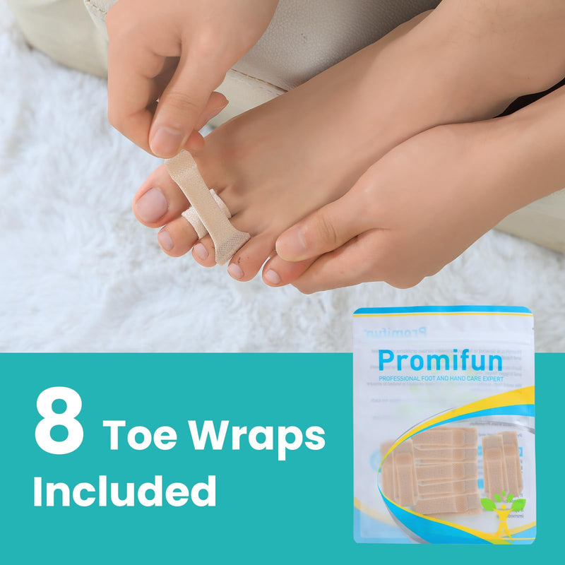 [Australia] - Promifun Hammer Toe Straightener Correction Splint - 8 Braces for Broken Toes, Orthopedic Separator, Healing Wrap, Toe Straightener for Crooked Toes, Hallux Valgus Alignment (Brown) Large(8 Pack) Brown 