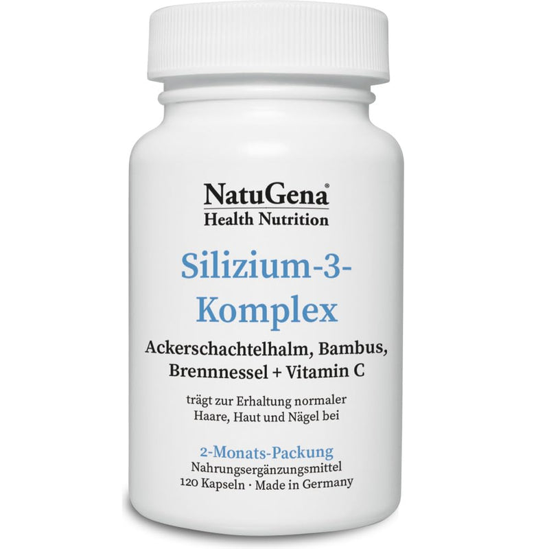 [Australia] - NatuGena Silicon 3 Complex Field Horsetail/Bamboo/Stinging Nettle + Vitamin C / 120 Capsules HPMC 0 (60 Day Pack) 