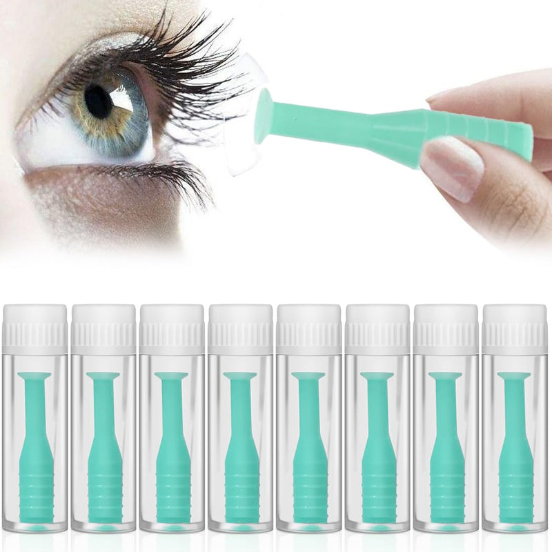 [Australia] - AIYVELU 8pcs Contact Lens Suction Cup, Silicone Contact Lens Remover, Contact Lens Insert Removal Tool, Insertion Aid Contact Lens Suction Cup with Hard Lens Bottle, Green 
