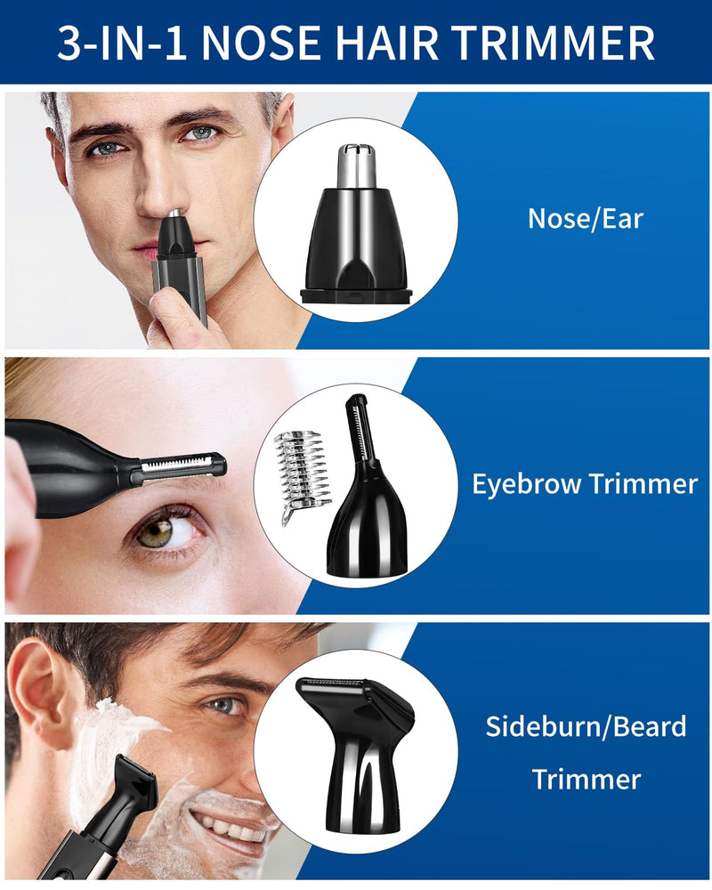 [Australia] - Nose hair trimmer for men, USB rechargeable nose hair trimmer, 3 in 1 ear hair trimmer, eyebrow trimmer, nose hair trimmer for women for trimming 