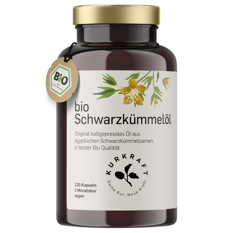 [Australia] - Kurkraft® organic black cumin oil - 2 months - 1000mg per daily dose - 500mg linoleic acid - vegan capsules - Egyptian - cold pressed - naturally produced in Germany 