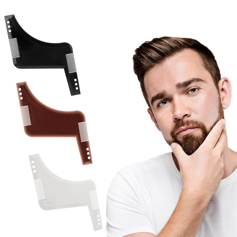 [Australia] - cobee Beard Stencil for Men, Pack of 3 Beard Stencils Beard Contours Stencil Beard Shaper Beard Shaving Stencil Beard Stencil for Easy Cutting Beard Shapes for Goatee Sideburns Neck (3) 3 Colors 