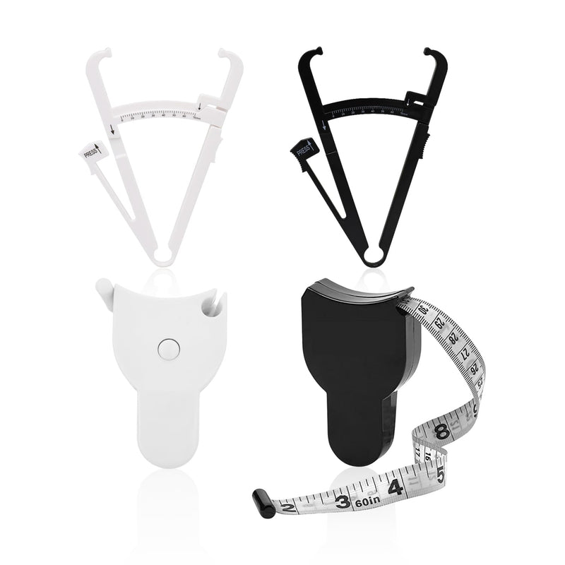 [Australia] - 2pcs Measuring Tapes, 2pcs Body Fat Measuring Clips, Body Mass Index Measuring Tool, Body Fat Caliper, Body Fat Measuring Clamp, Retractable Double Scale Measuring Tape 