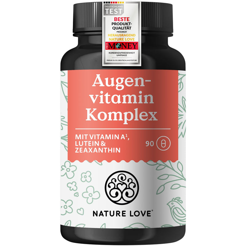 [Australia] - NATURE LOVE® eye vitamin complex - 90 capsules with vitamin A - with lutein, zeaxanthin and vitamin E - vegan, high dosage, without unnecessary additives - laboratory tested in Germany 