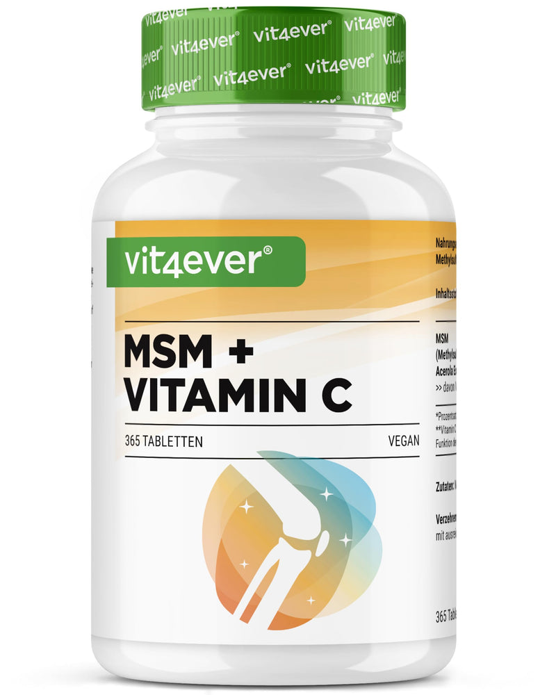 [Australia] - MSM 2000mg - 365 tablets - With natural vitamin C from acerola - No additives - 6 months supply - High dosage - Laboratory tested - Vegan 