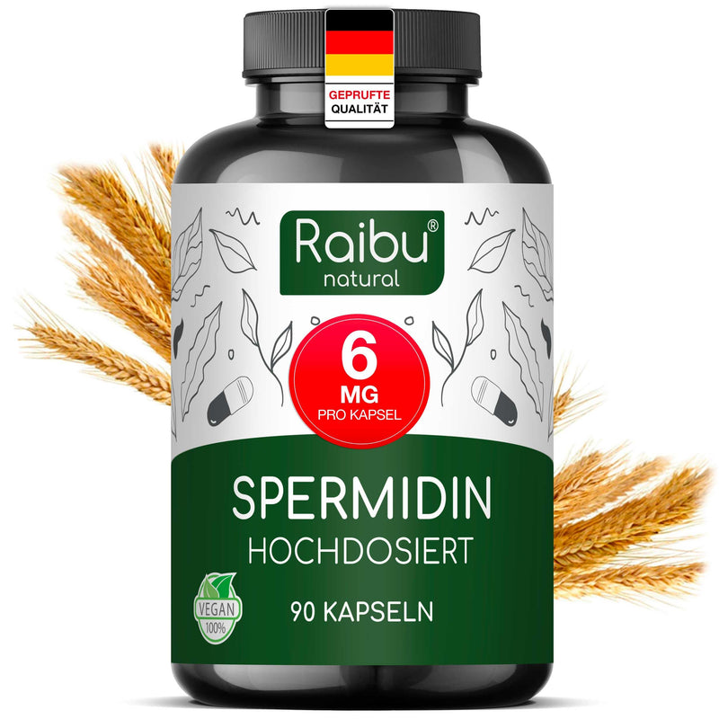 [Australia] - Raibu spermidine capsules high dosage - 6 mg spermidine per capsule (90 x 6 mg) - supply for 3 months - vegan, natural & without additives - made from wheat germ extract 