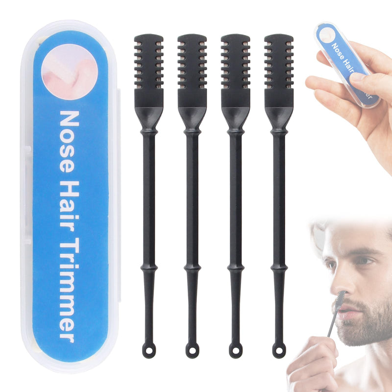 [Australia] - FePen Nose Hair Trimmer, Pack of 4 Nose Hair Trimmers for Men, Nose Hair Trimmer for Women, 2-in-1 Nose Hair Remover with Ear Picker, Nose Trimmer, Manual Nose Hair Trimmer, Safety, Portable Black 