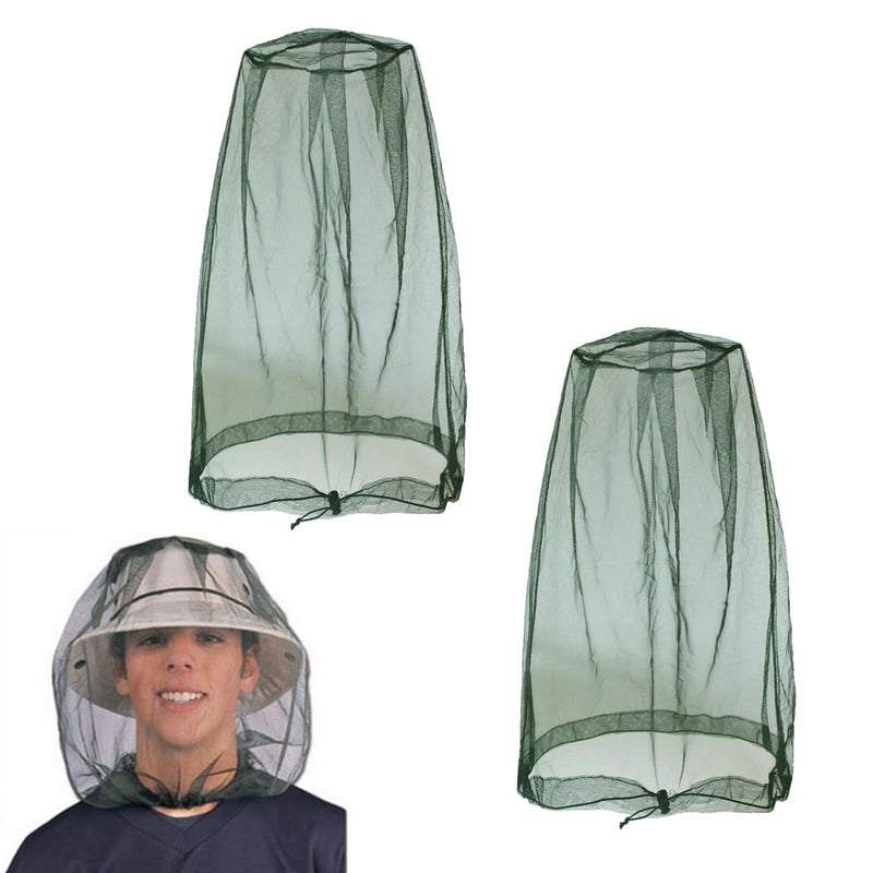 [Australia] - Pack of 2 mosquito net heads, green mosquito net head, mosquito protection with 2 carrying bags, mosquito protection head net, mosquito net hat for face protection, hiking, outdoor fishing, anti-mosquito, bee bug 