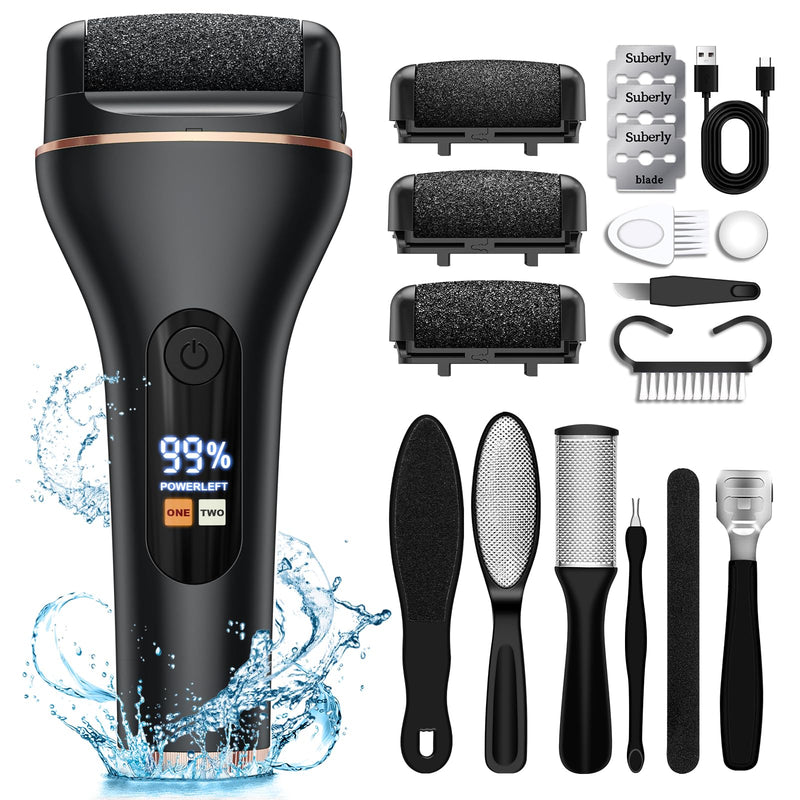 [Australia] - Callus Remover Electric - Callus Removal Foot Electric - Callus Planer Electric Feet with 2 Gears, IPX7 Waterproof Callus Remover for Cracked Heels, Dead Heels, Callus Removal Black 