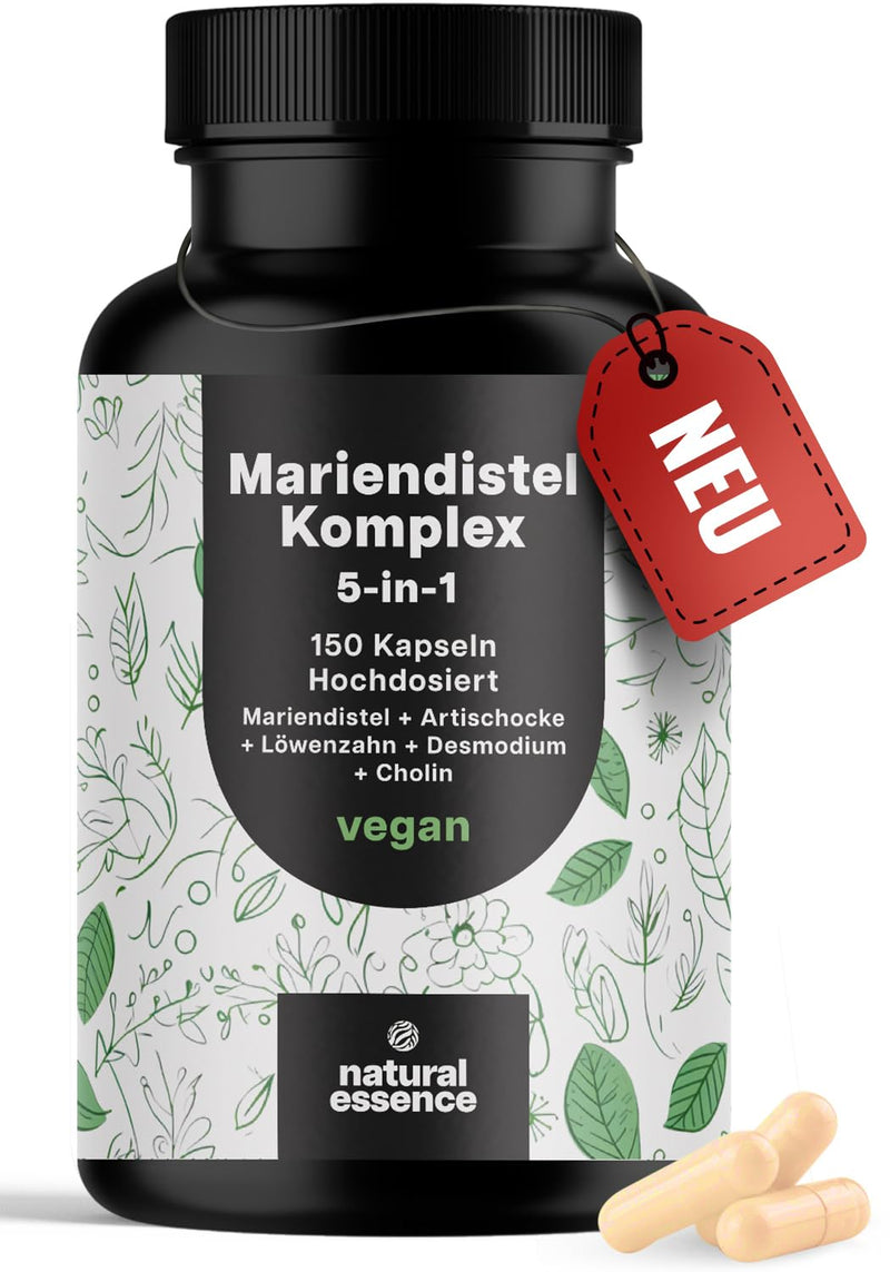 [Australia] - Milk Thistle Artichoke Dandelion Complex High Dose - 150 Capsules - 5-in-1 Liver Treatment Complex with Milk Thistle + Artichoke + Dandelion + Desmodium + Choline - Vegan Milk Thistle Complex 150 Capsules 