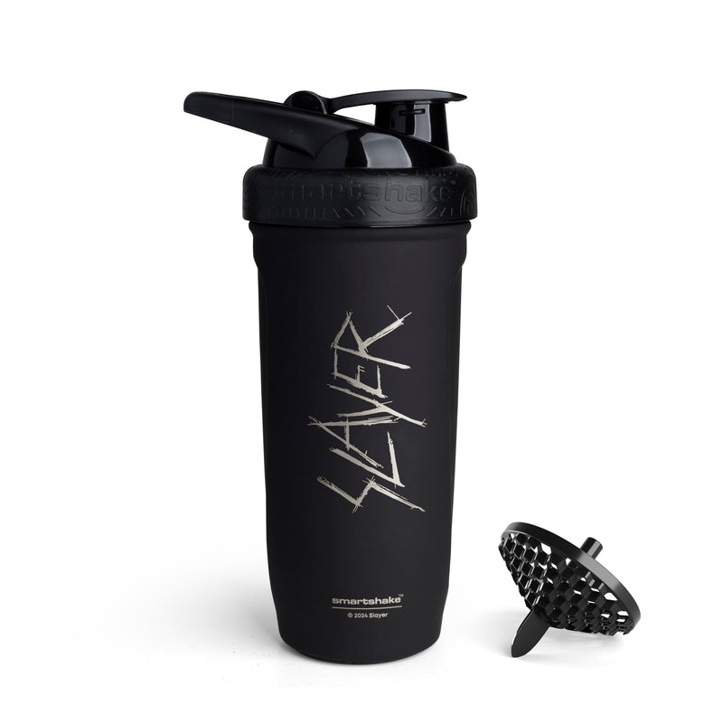 [Australia] - Smartshake Rockband Reforce Stainless Steel Protein Shaker Bottle 900 ml | 30 oz - Leakproof Screw-on Lid - BPA Free - Unisex - Slayer, Scratchy Logo 