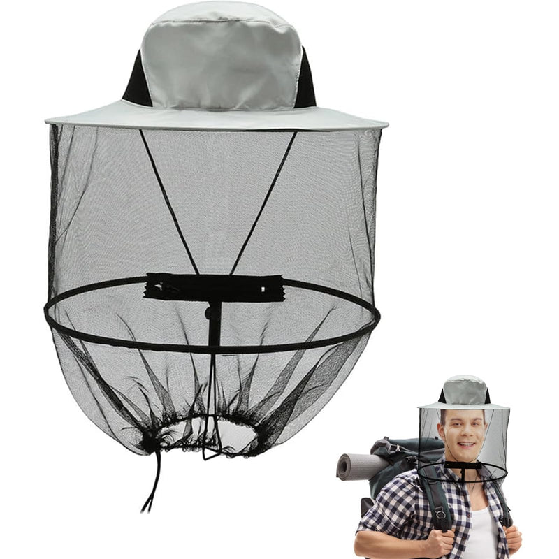 [Australia] - JAONLD Beekeeper Hat with Veil, Hat with Mosquito Net Head Protection Mosquito Hat Easy to Wear Mosquito Net Head Mosquito Protection Hat for Outdoor Hiking Camping Gardening Fishing (Grey) 
