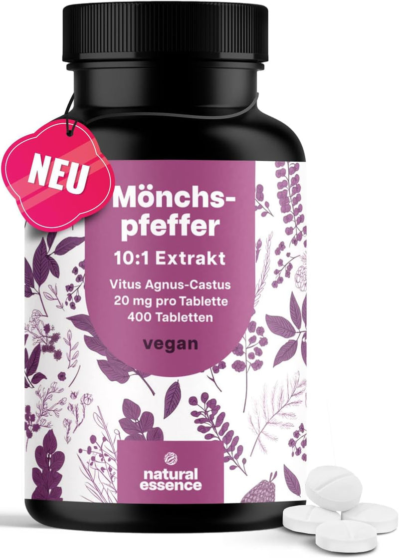 [Australia] - High-dose monk's pepper - 400 tablets - 20 mg per tablet - 10:1 extract from original Agnus Castus - dietary supplement women's balance - vegan and produced in Germany 