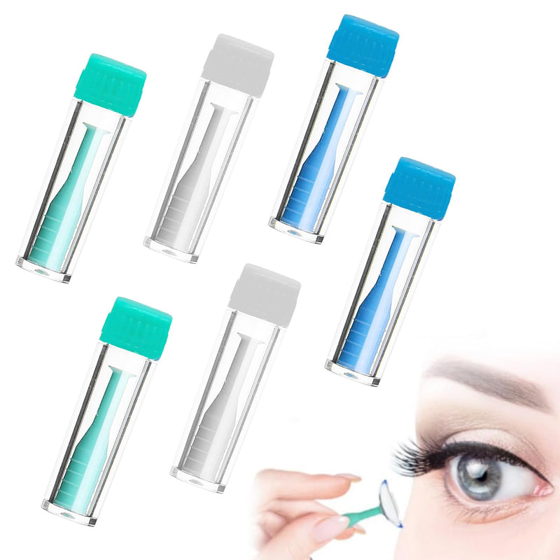 [Australia] - Contact Lens Sucker Soft Lenses, Contact Lens Insertion Aid Pack of 6, Contact Lens Remover, Simple Silicone Contact Lens Suction Cup for Soft Hard Lenses (White, Green, Blue) 