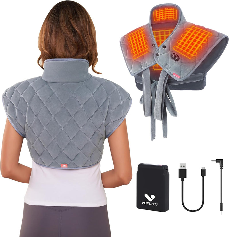 [Australia] - Arlierss graphene heating pad neck shoulder with 10000mAh battery, heat pad wireless back with 3 heating levels, neck warmer shoulder warmer electrically weighted with automatic switch-off, 55x50cm heating 