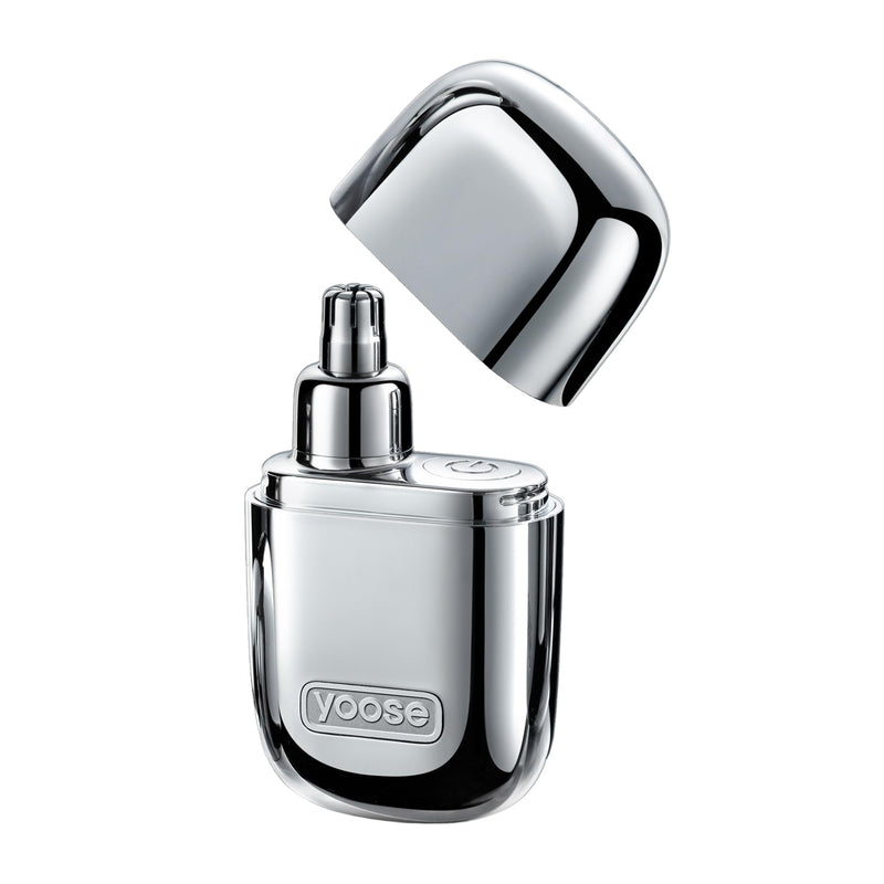 [Australia] - yoose nose hair trimmer for men made of alloy, painless nose hair remover, IPX7 waterproof nose hair trimmer with super quiet 10,000 RPM and rustproof double cutting blades, Type-C rechargeable silver 