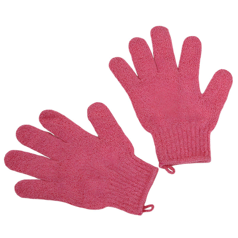 [Australia] - Pack of 2 peeling gloves, washing gloves, exfoliating gloves, body shower gloves, massage peeling gloves, gloves for body and face with hooks - red, 3 pieces 