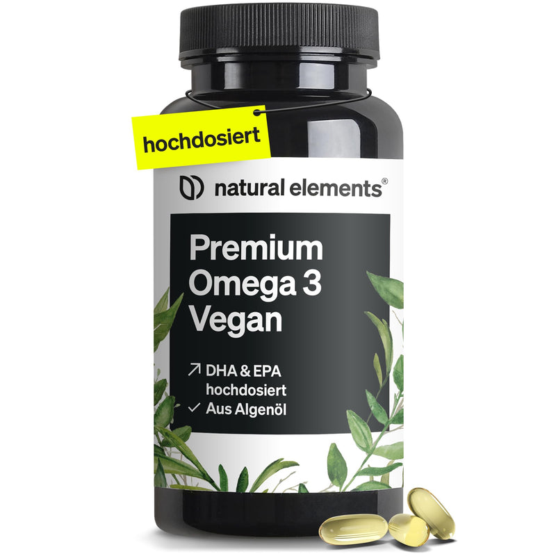 [Australia] - Premium Omega 3 Vegan - 60 capsules - 2000mg algae oil, 800mg DHA and 400mg EPA per daily dose - Omega-3 for vegans - high dosage, without unnecessary additives - produced in Germany & laboratory tested 