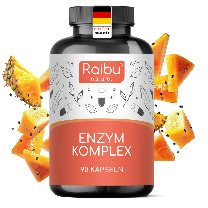 [Australia] - Digestive enzymes, enzyme complex - bromelain, papain, protease, amylase, lipase and lactase - bacterial cultures & natural calcium for better formula - 90 enteric-coated capsules - Raibu 