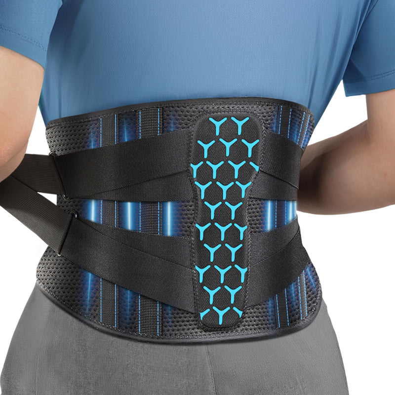 [Australia] - Rakiie Back Support Belt with Support Struts Adjustable Pull Straps and Soft Breathable Mesh Back Brace for Back Pain in Men and Women, Size XL (Waist: 115-130CM) X-Large 