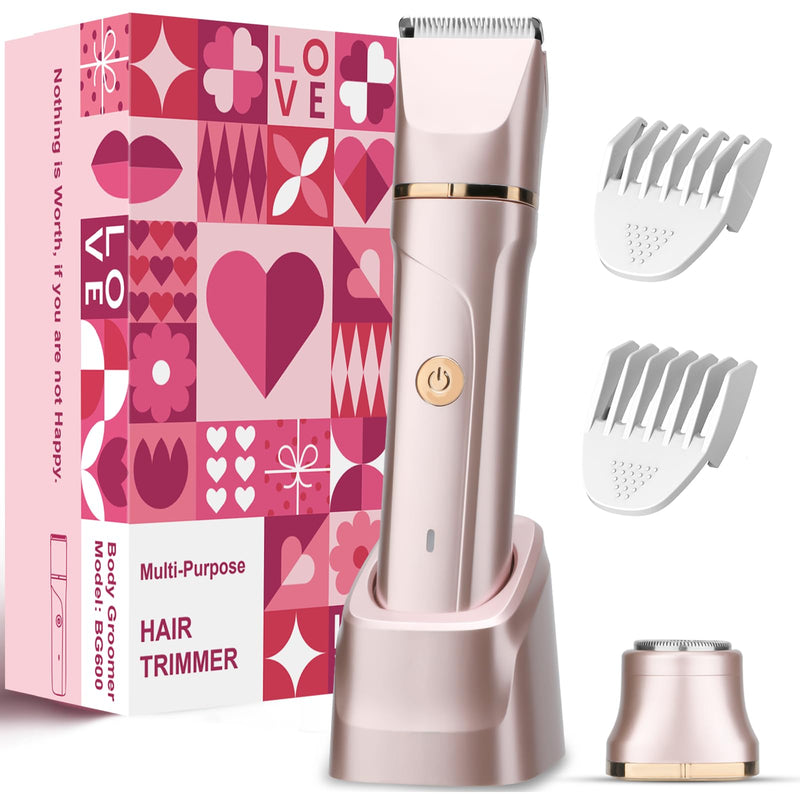 [Australia] - RAXMETRY facial hair remover for women, 2-in-1 electric shaver for women, intimate razor for women, rechargeable with USB charging station, trimmer for bikini area underarms, Ipx7 waterproof pink red 