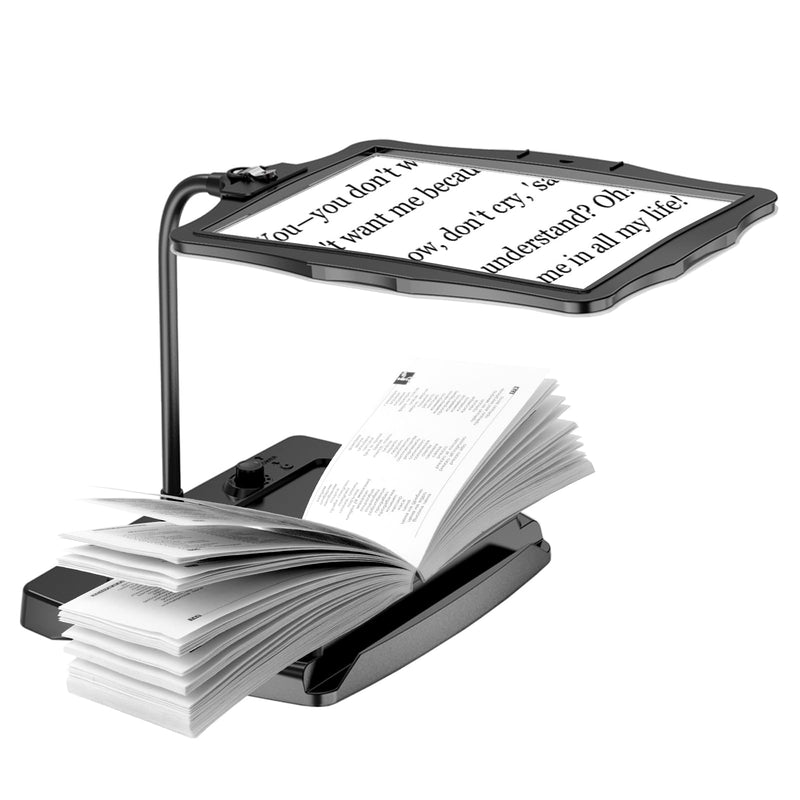 [Australia] - 10X Square Magnifying Glass with Light and Stand, Real Glass LED Illuminated Magnifying Glass, 5 Color Modes Continuously Dimmable, Hands-Free Mag Desk Lamp with Clamp for Reading Craft Hobby Closing Work, Black 8079-2 