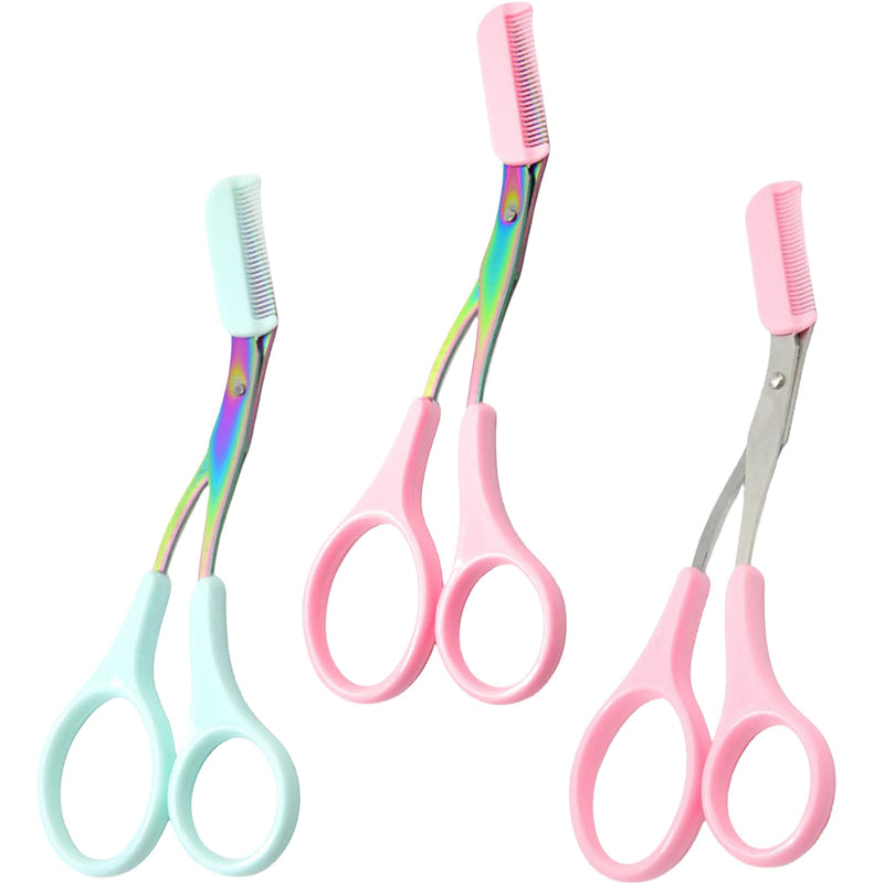 [Australia] - Pack of 3 eyebrow scissors for women, women's trimmer, children, men, girls, comb, razor set, hair trimmer with comb, women's series eyebrow hair trimmer attachments, for trimming eyebrows 