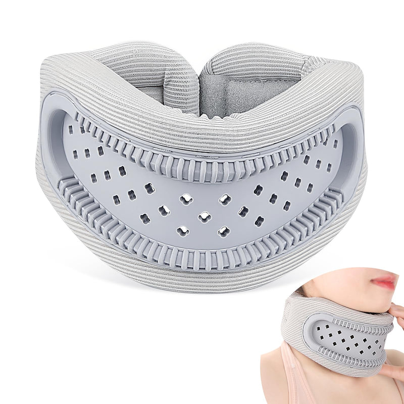 [Australia] - Neck Brace for Neck Pain and Support, Cervicorrect Silicone Foam Neck Brace, Adjustable Breathable Neck Brace for Sleeping to Relieve Pain Pressure (Gray - L) Gray 
