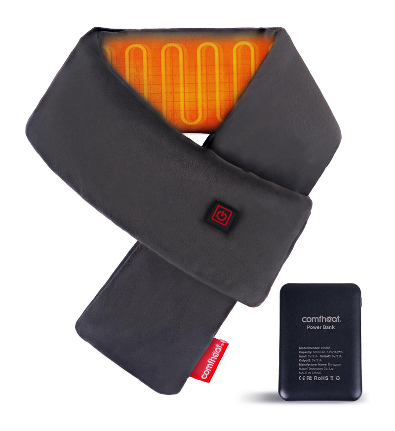 [Australia] - comfheat USB Heated Scarf with 5000 mAh Battery Rechargeable, Portable Neck Heating Pad Wrap for Pain Relief, Thermal Hot Compress Neck Heat Therapy for Muscle Soreness Stiffness 