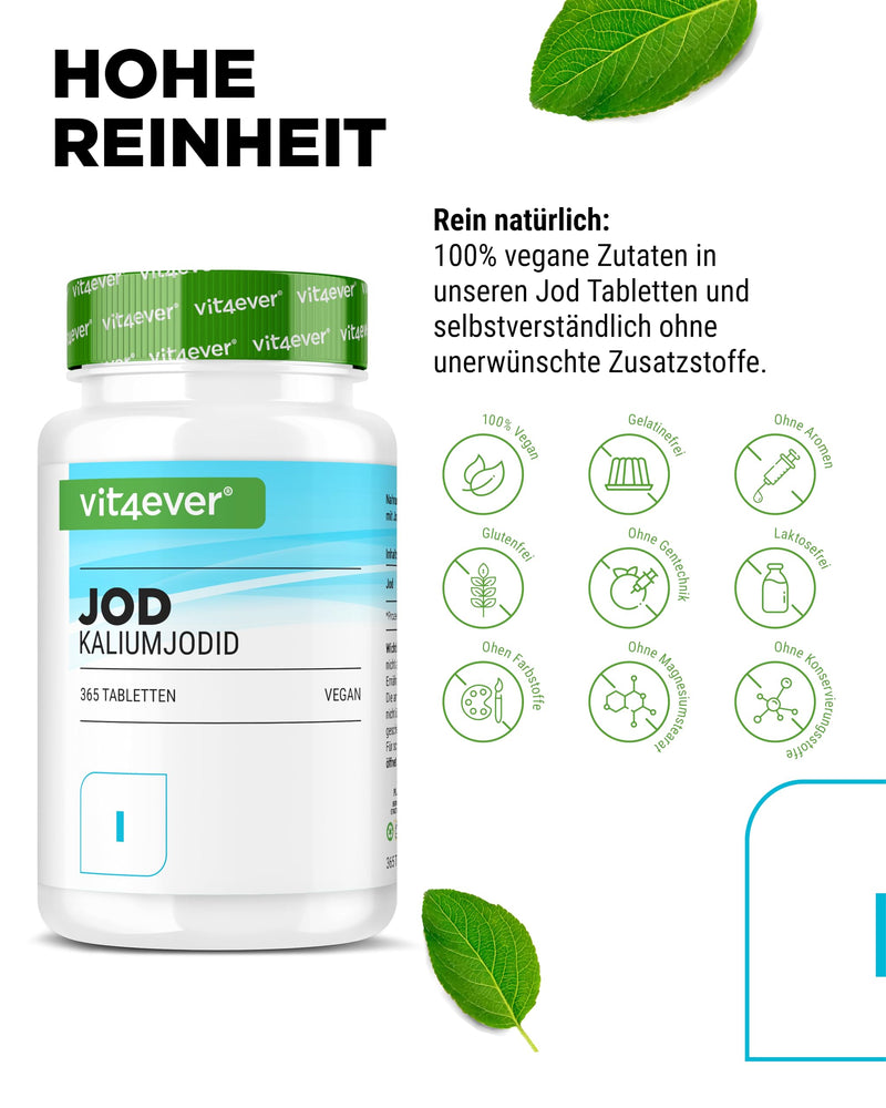 [Australia] - Iodine 400µg - 365 tablets made of potassium iodide - potassium iodide for 1 year supply - without unwanted additives - high dosage - vegan 