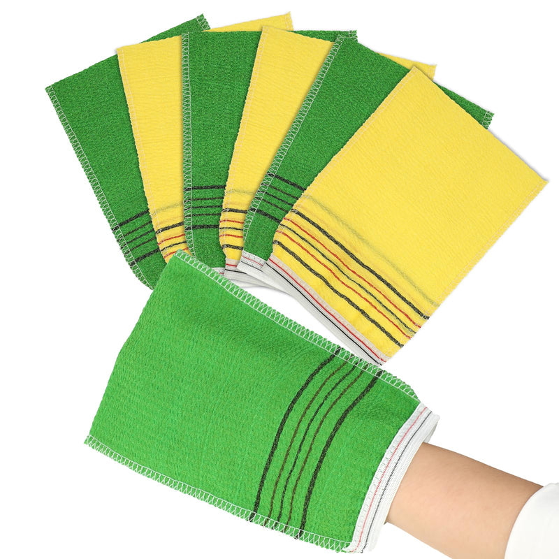 [Australia] - cobee Exfoliating Gloves, Pack of 6 Exfoliating Gloves Washcloths Double-Sided Scrubbing Washcloths Reusable Exfoliating Gloves Korean Exfoliating Body Exfoliating Bath Towels for Shower 