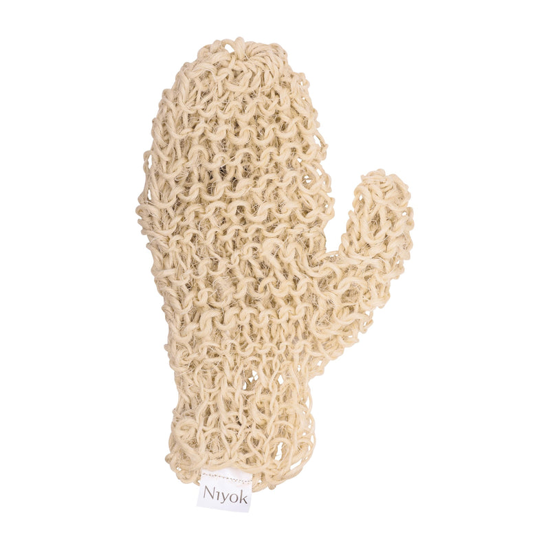 [Australia] - Niyok® massage glove made of sisal • Gentle cleansing & massage for body & face • Natural peeling glove • Body scrub glove • Shower glove for body peeling • Vegan knitted massage glove 