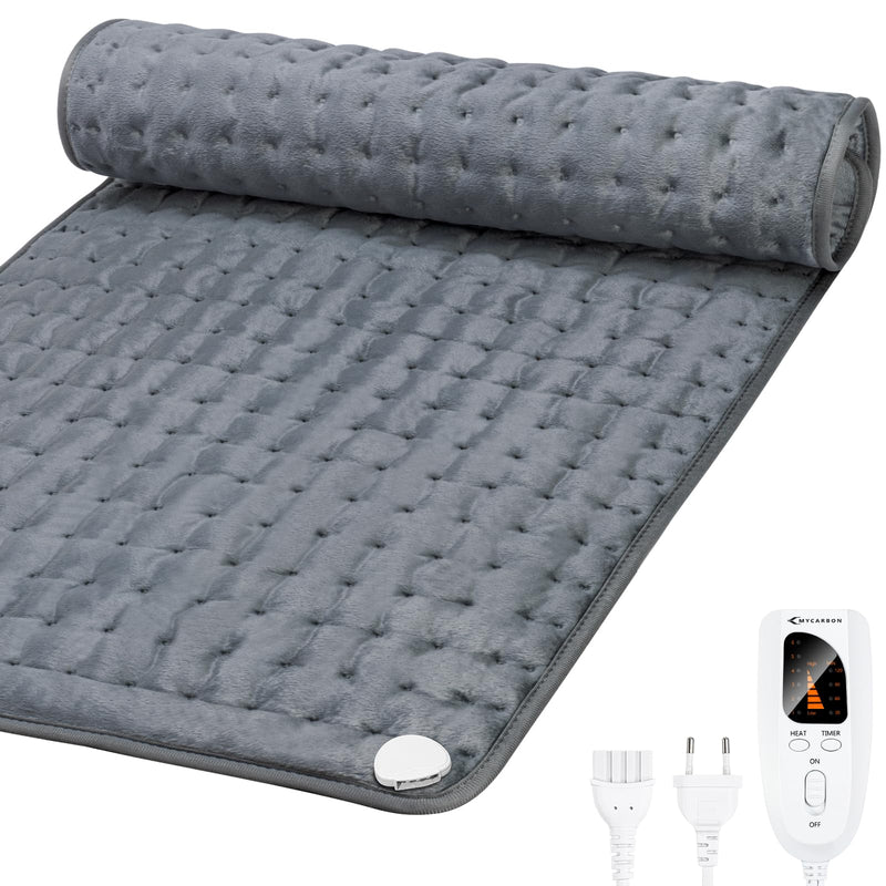 [Australia] - MYCARBON heating pad back 92x50cm heat pad with 6 heat settings 4 timer settings washable electric blanket with automatic switch-off for shoulder neck stomach gray 