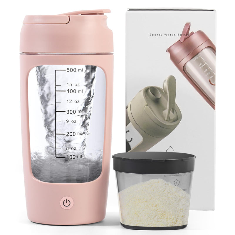 [Australia] - Shaker Bottle, Electric Shaker, USB C Rechargeable Electric Mixer, Refillable, Powerful for Smooth Protein Shakes - Includes Additional Storage, Cup 600ml (Pink) Pink 