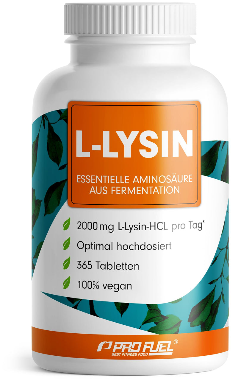 [Australia] - L-lysine tablets 365x - optimally high dose with 2000 mg lysine HCL per day, of which 1600 mg pure L-lysine - essential amino acid from fermentation - 100% vegan - laboratory tested with certificate 1x 365 tablets 