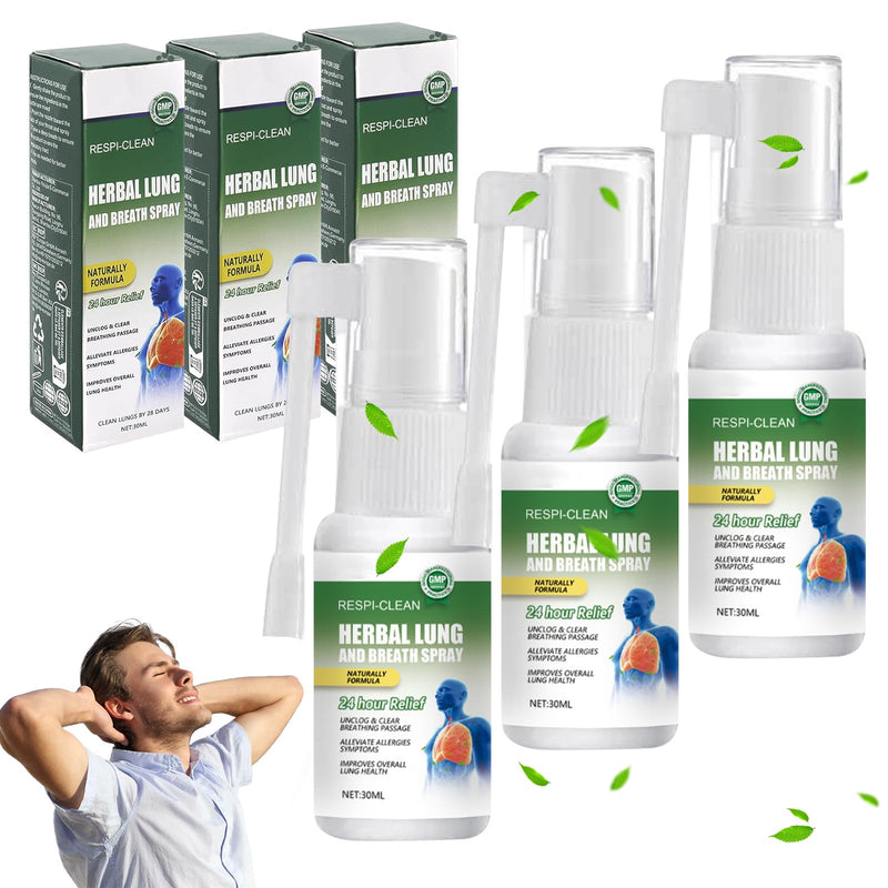[Australia] - Landrain 3 pieces 30 ml Herbal Lung Cleansing Spray, Herbal Breath Respiratory, lung cleansing 