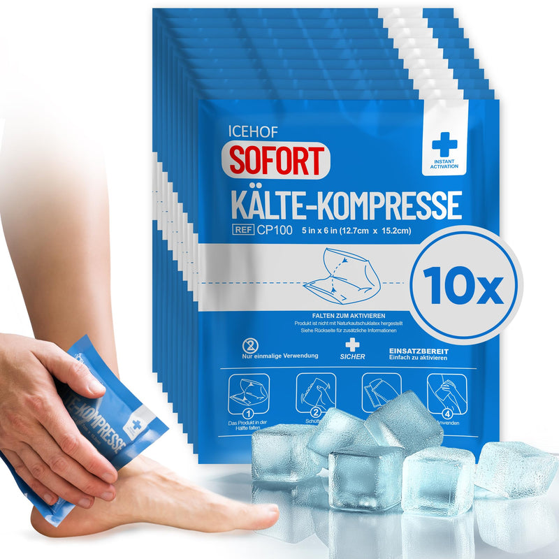 [Australia] - ICEHOF cooling pads for bending - 10x instant cold compress - 15.3 x 12.7 cm Disposable cooling packs - disposable cooling pads cooling compress for on the go - bending cold pack - cooling pack for bending pack of 10 