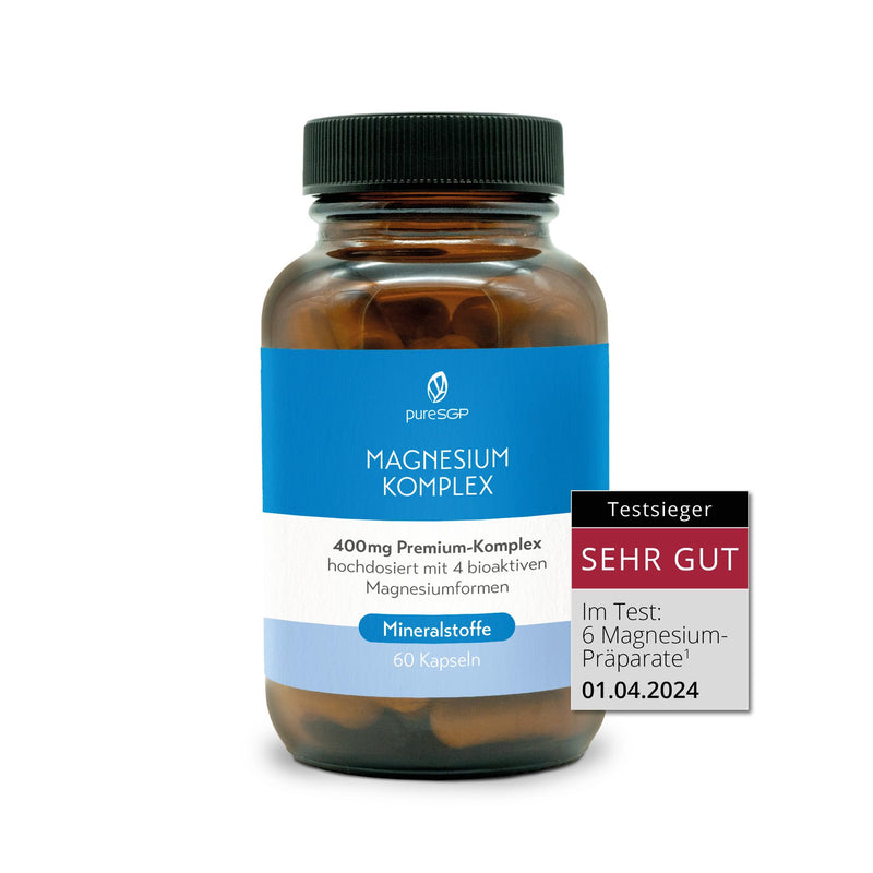 [Australia] - pureSGP Magnesium Complex - 400 mg pure premium magnesium from 4 high-quality magnesium forms. Pharmaceutical expertise from Germany. High bioavailability. Laboratory tested, high dosage. Vegan 