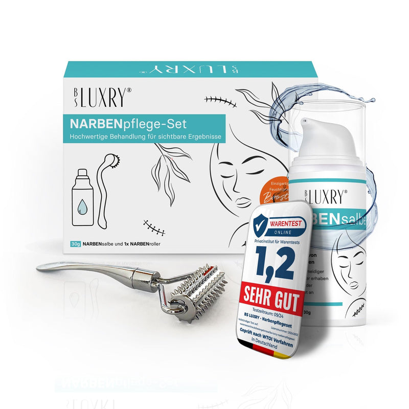 [Australia] - BS Luxry® High-quality scar care set - 30 g scar ointment & 1 scar roller - effective scar treatment, reduces tissue tension and itching - 3-fold action principle for scars of all kinds 
