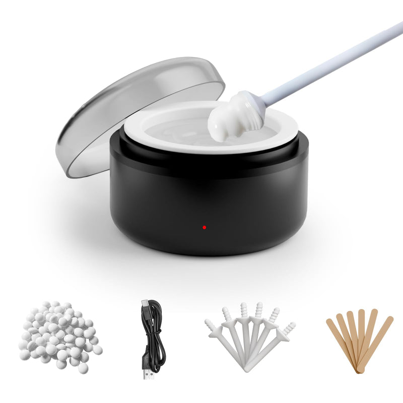 [Australia] - Nose Wax Kits, Nose Wax Set for Men, 50g Nose Hair Remover Wax, Mini Portable Wax Heater with Nose Hair Wax, USB Operated (Black) Black 1 Piece (Pack of 1) 