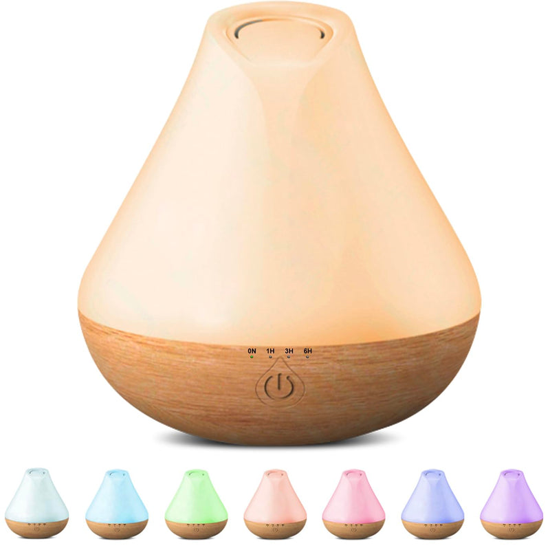 [Australia] - PureMist 100ml Aroma Diffuser for Fragrance Oils, Small Ultrasonic Humidifier Aromatherapy Oils Diffuser with 7 Color LED Light Wood Grain 