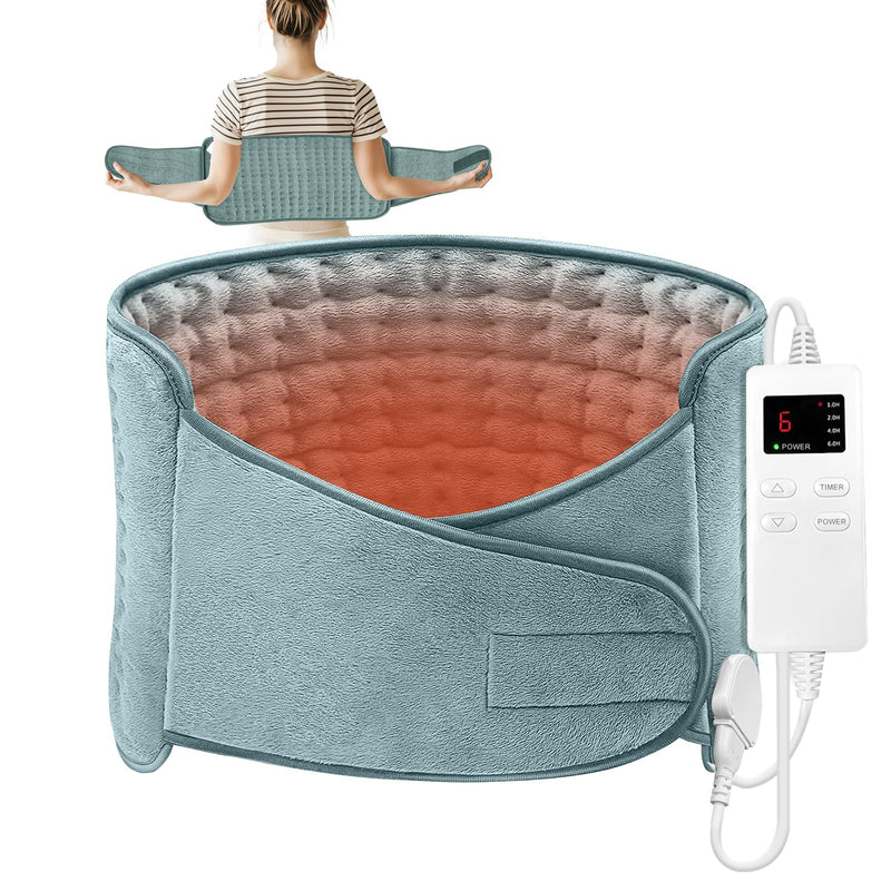 [Australia] - Heating pad, 125x31cm electric heat pad for back, stomach and waist, heating pad with automatic switch-off, 4-timer setting, 6-level temperature, moist and dry therapy 