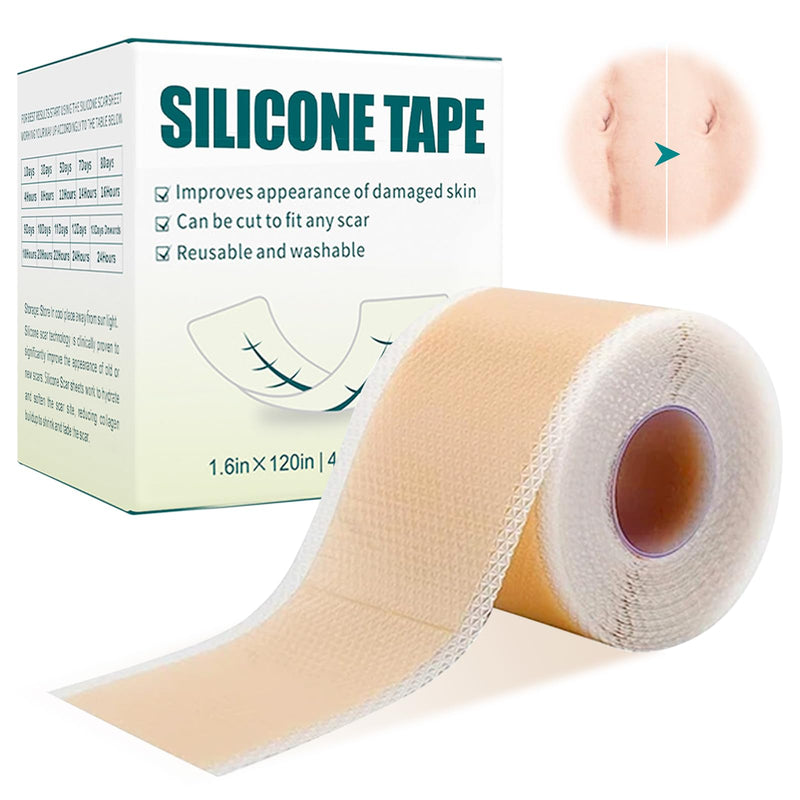 [Australia] - Silicone scar plaster, silicone plaster for scars, silicone scar tape roll, scar roller, surgical scars, silicone scar sheets for visible scar care (4 cm x 300 cm) 