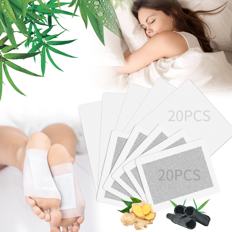 [Australia] - Pack of 20 Detox Foot Plasters, Detoxification Plasters Feet Original, Natural Deep Cleansing Foot Pads, Detox Plasters Foot, Detox Foot Patch Detoxification, for Cleansing Body Deep Sleep 100% Natural Foot Pads Detox Foot Patch 