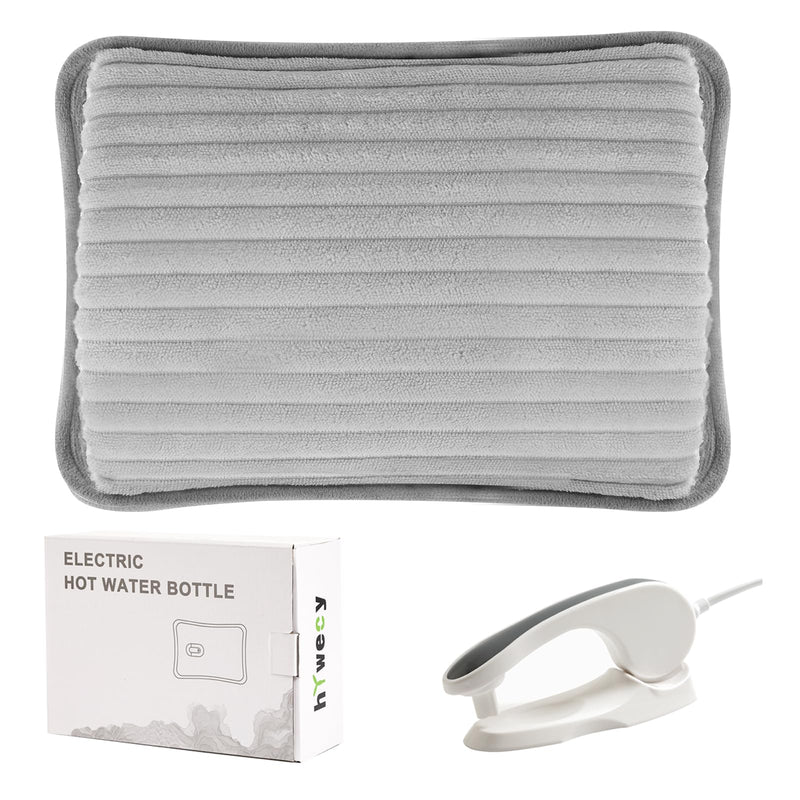 [Australia] - Electric hot water bottle, portable electric hot water bottle with soft cover, electric hot water bottle soothing warmth on the back, stomach, neck (grey, medium) grey 