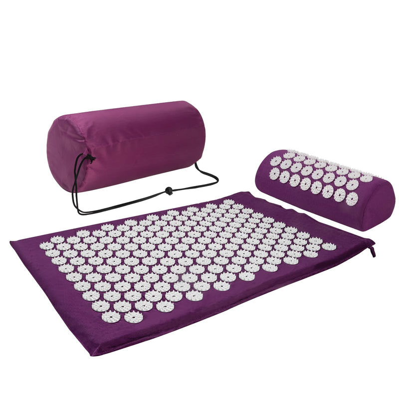 [Australia] - Acupressure Purple Acupressure Set Acupressure Mat, Acupuncture Point Massage Cushion, Neck and Back Pain Relief, Muscle Relaxation and Stress Relief, Sciatica Relief, Purple White 