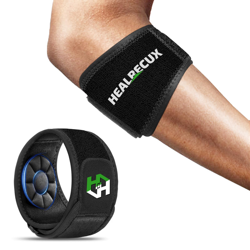 [Australia] - Healrecux elbow bandage for men and women, adjustable tennis elbow and golfer's elbow bandage for tendonitis, forearm pain, compression wristband elbow cuff black 