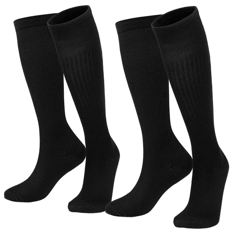 [Australia] - Lhedon 2 pairs of pressure socks, knee supports, perfect for circulation, jogging, cycling, traveling BLACK-XL 10-16 