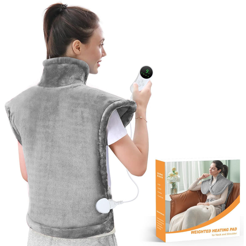 [Australia] - Heating pad for back, shoulder, neck, 59 x 87 cm, heat pad with automatic switch-off, heat wrap with waist strap, quick heating, back warmer, electric blanket, 9 heat settings and machine washable 