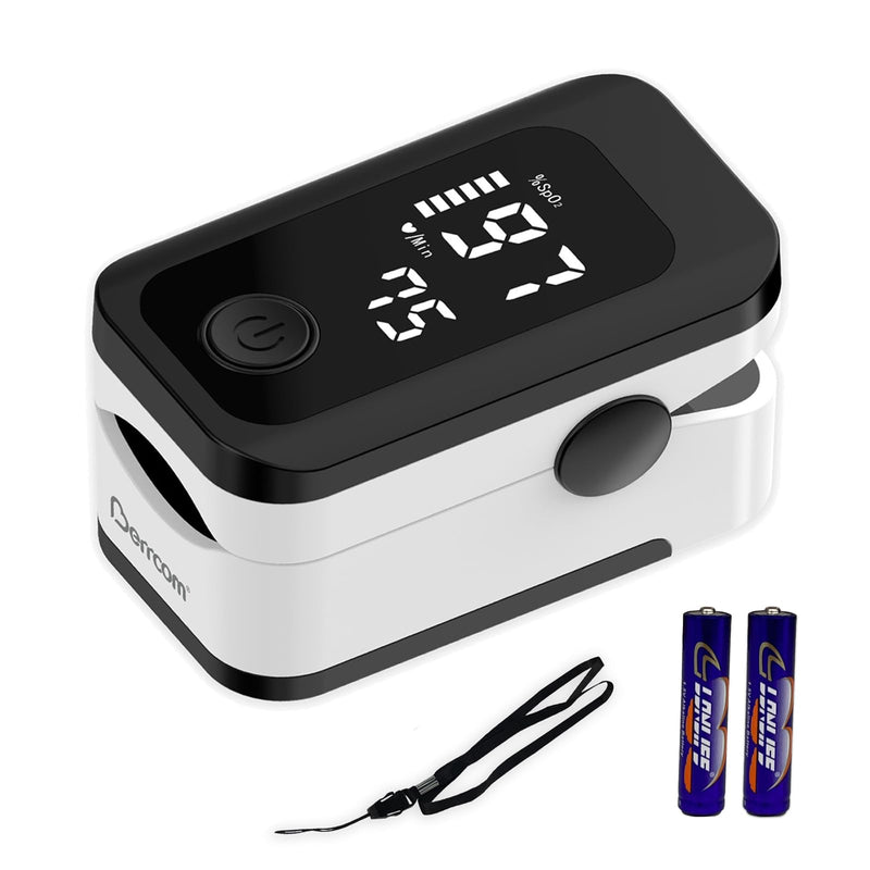 [Australia] - Berrcom Pulse Oximeter Blood Oxygen Saturation Monitor Finger High Accuracy Sats Monitor for Children, Adults with Batteries and Lanyard 